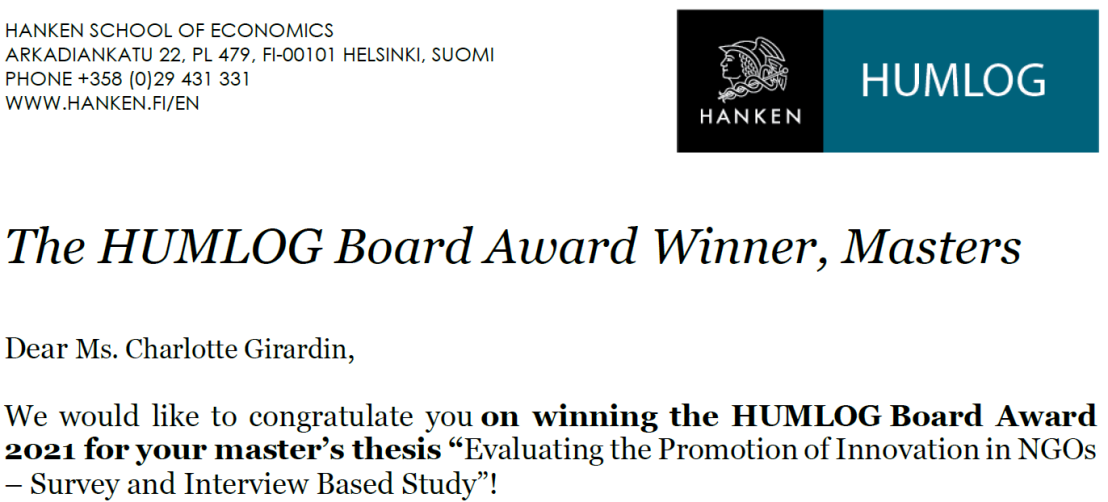 Enlarged view: humlog board award